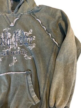 South Pole Hoodie Distressed Vintage Wash Green Y2K Streetwear